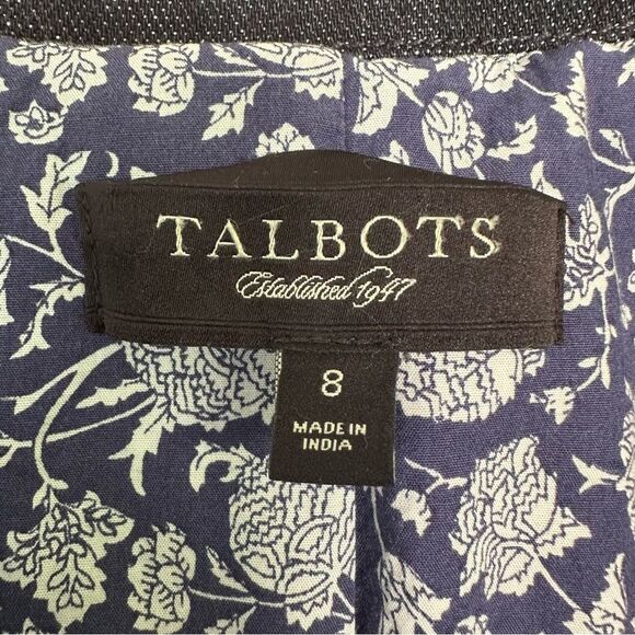 Talbots Denim Crop One Button Blazer Jacket Women’s 8 Dark Wash Blue - Picture 4 of 8